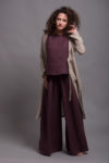 Front view of high-waisted linen palazzo pants, showing loose fit and drape