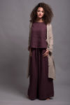 High-waisted linen palazzo pants with wide-leg design with linen tank top MAHA, front view