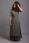 LINAS pinafore dress styled with dress perfect for warm-weather layering.