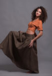 Reversible linen wrap top with long adjustable straps for a custom fit