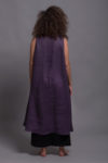 Back side of Casual sleeveless linen dress in Royal Purple, perfect for everyday wear.