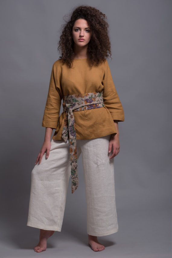 Long Sleeve Linen Blouse Top SOVA