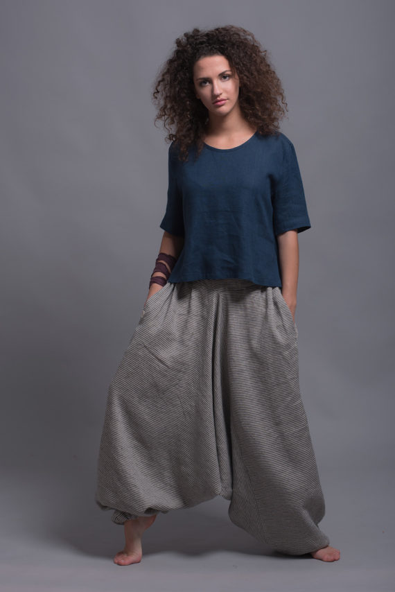 Women’s Striped Linen Harem Pants NOAH