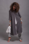 Front view of the Ladies Linen Tunic Dress AYA, highlighting the A-line silhouette and round neckline.