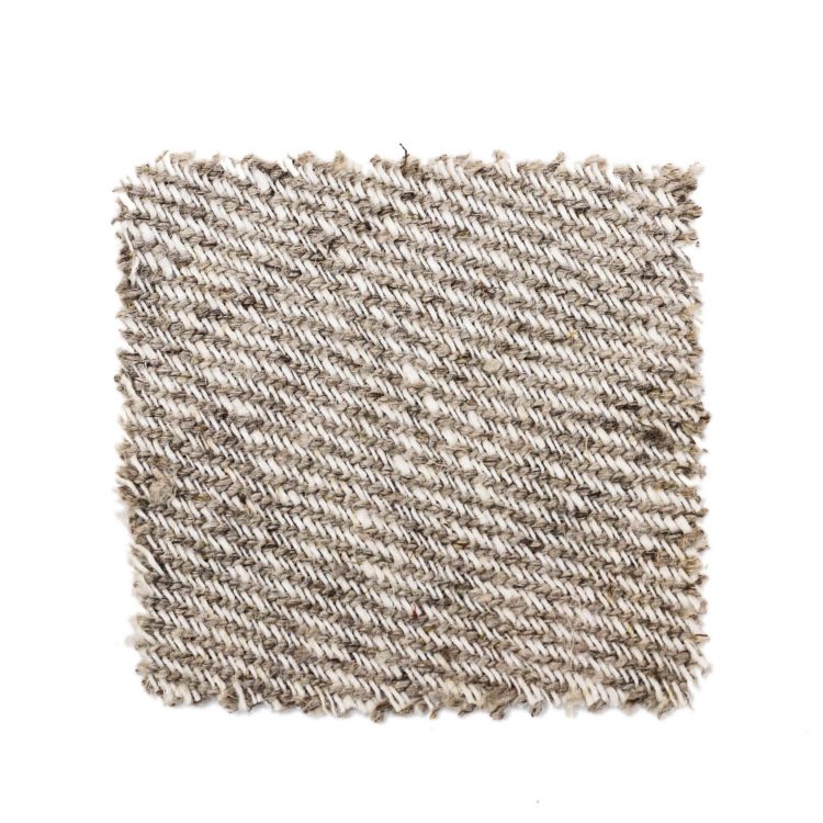 Close-up of the heavyweight linen fabric, highlighting its textured and structured feel.
