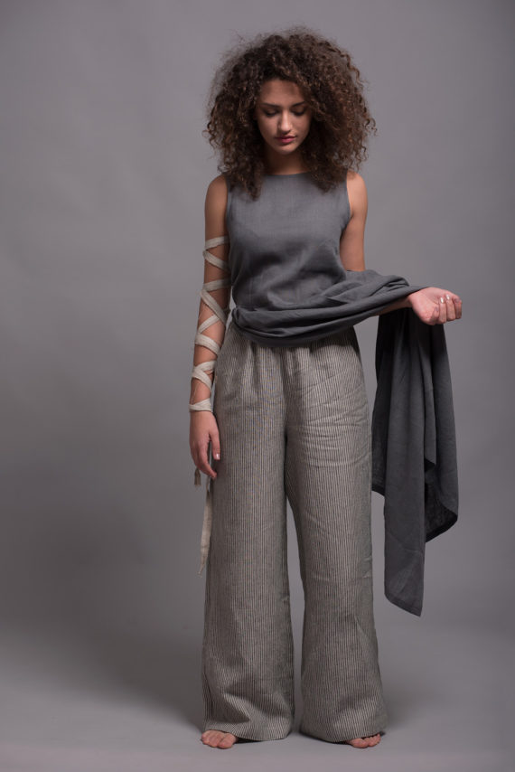 Women’s wide leg linen pants BORA