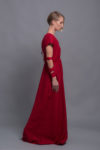 Red Side angle of the elegant red linen dress, highlighting its short sleeves and flowing design. Maxi Dress EVA