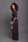 Side view of the slim-fit linen crop choli top, highlighting its cropped silhouette