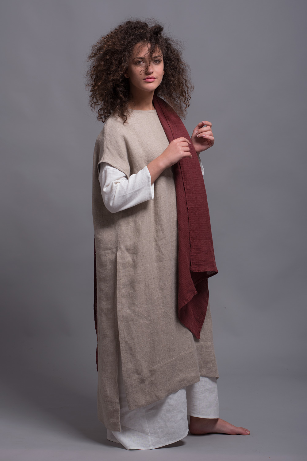 Open-Weave Linen Shawl Wrap | Shantima