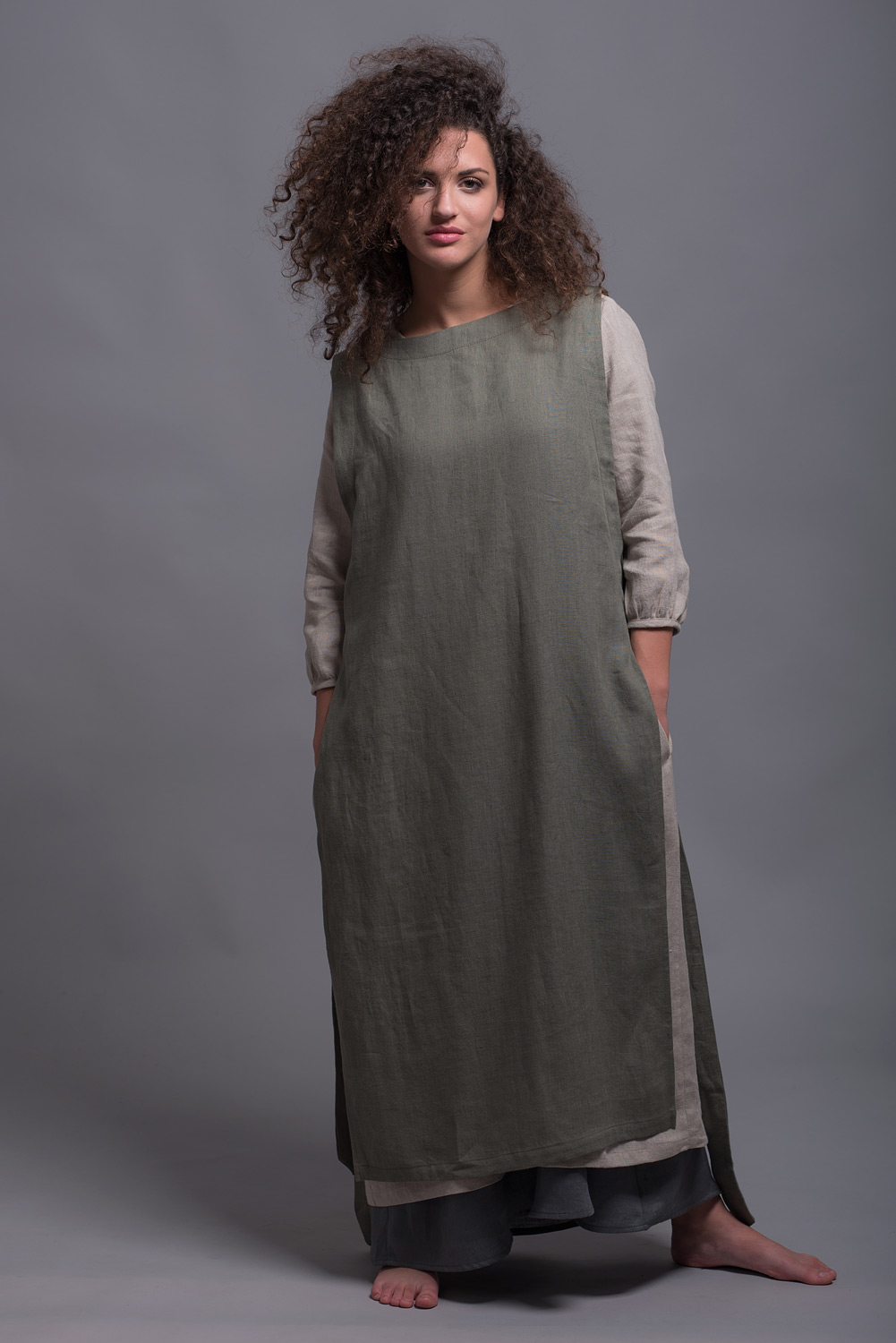 Linen Apron Dress in Lagenlook Style | Ladies Linen Dresses | Shantima