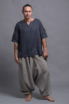 Comfortable yoga harem pants for men in linen with Men’s linen top with a relaxed fit and breathable fabric