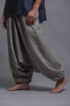 Low-crotch striped harem pants in breathable linen