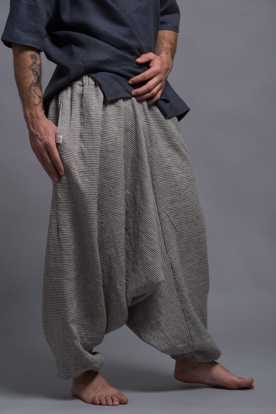 Men's linen harem pants with deep side pockets