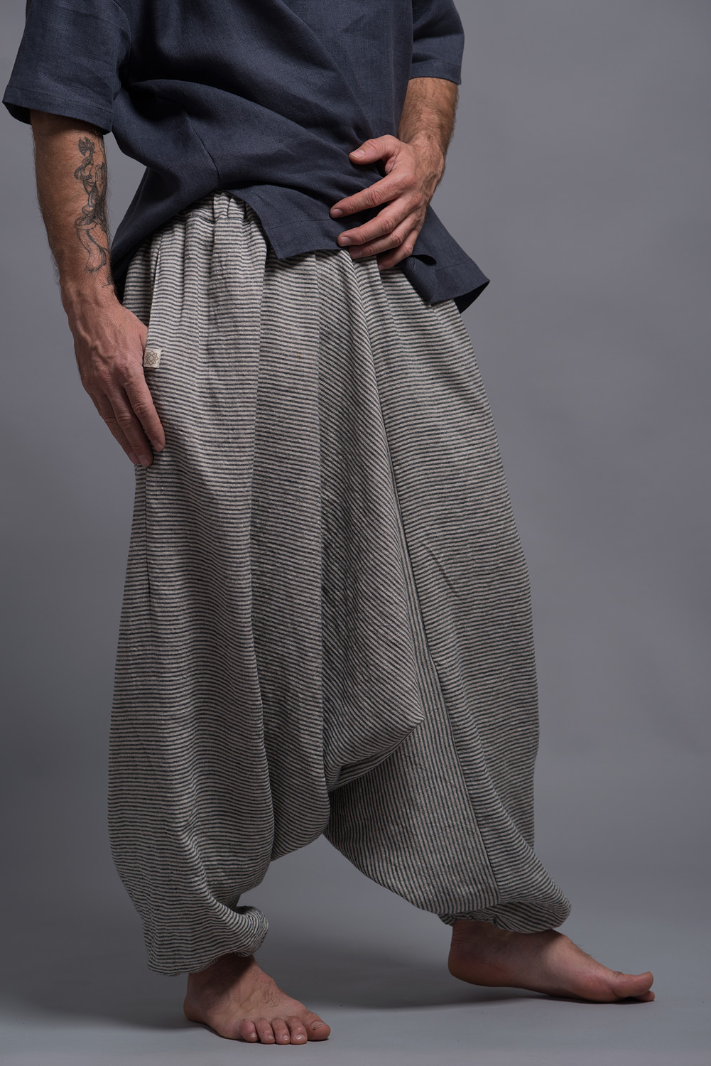 Men's Baggy Harem Pants, Linen Trousers For Men