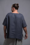 Back view of relaxed fit linen top, perfect for warm weather