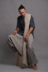 Striped harem pants for men with elastic waist