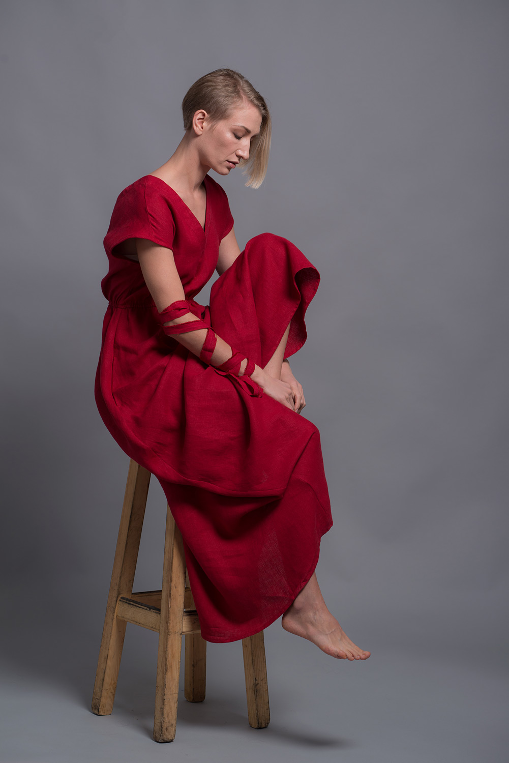 Red Linen Maxi Dress | Linen Evening ...