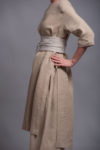 Close-up of the wrap-around tie design on the Linen Obi Belt MARU in medium-weight linen