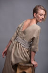 Back view of the Linen Obi Belt MARU in linen, showing its elegant and versatile design