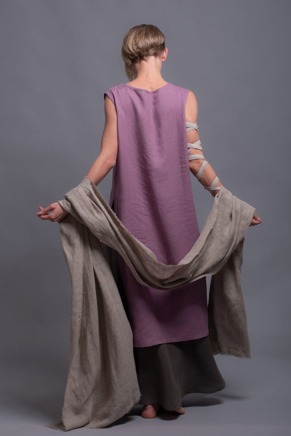 Sustainable linen shawl wrap in a classic neutral tone