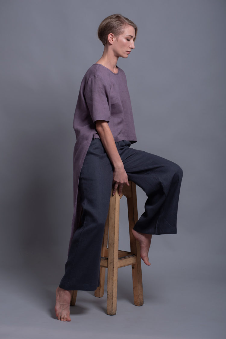 Custom-length linen pants with a loose and flowing silhouette for effortless movement.