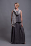 High-waisted natural linen maxi skirt with deep hidden side pockets