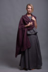 Unisex linen wrap in a ripe fig color, perfect for layering