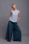 Summer linen tank top MAHA displayed on a model with a boat neckline and A-line silhouette.