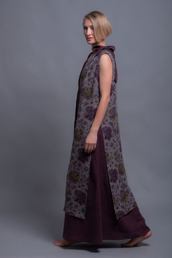 High Slit Linen Vest GAYA