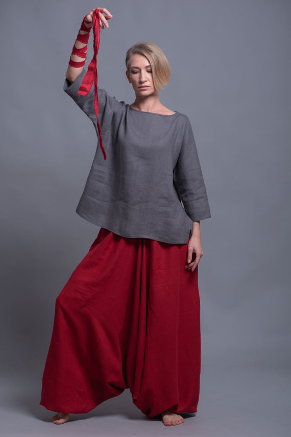 Long Sleeve Linen Blouse Top SOVA