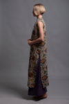 Model styled in the Long Linen Vest GAYA over a casual linen dress