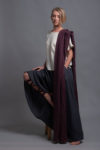 Long linen wrap scarf styled as a casual layering piece