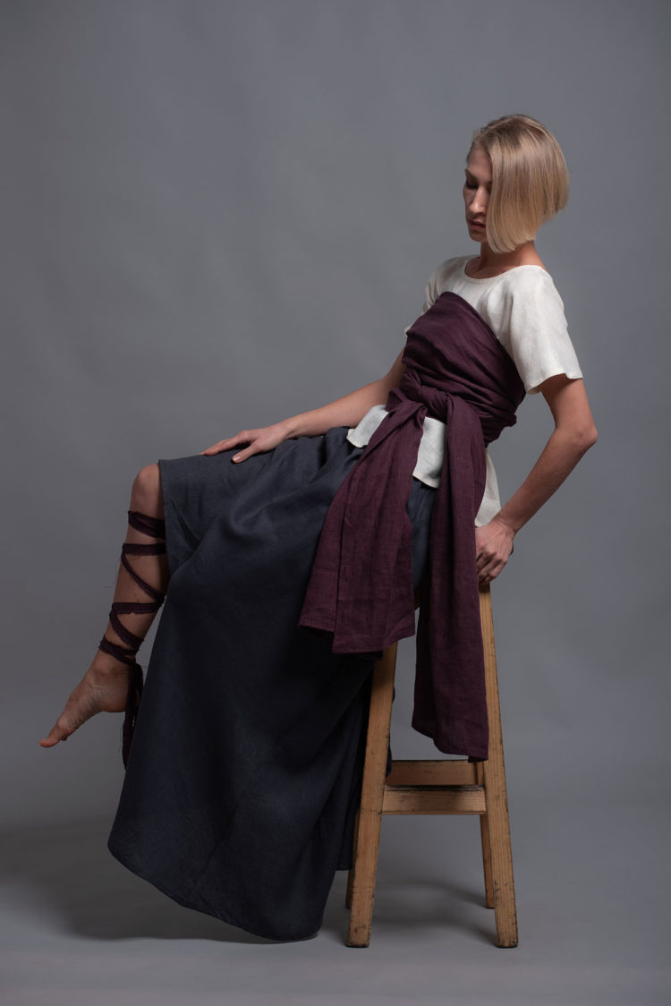 Timeless linen shawl wrap paired with a minimalist outfit