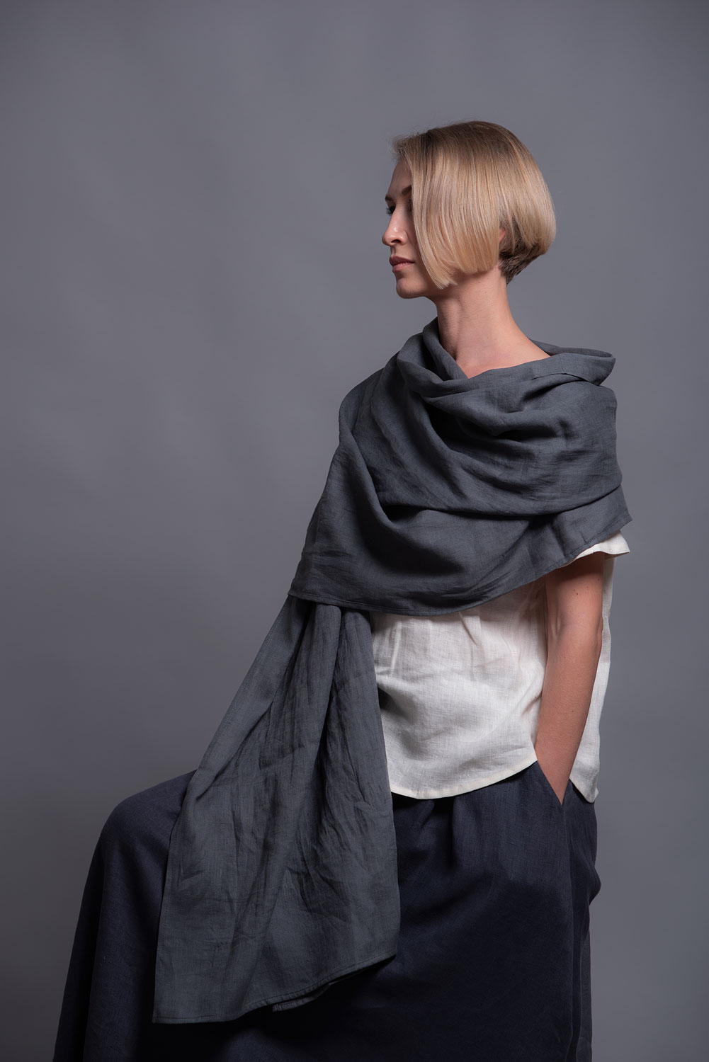 Lightweight Linen Shawl Wrap | Shantima