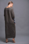 Back view of the women's long linen dress showcasing its airy and loose fit