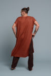 Back view of men’s breathable linen tunic in GINGER BROWN linen