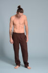 Comfortable men's linen yoga pants for breathability and movement