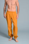 Men's natural linen pants with elastic cuffs and drawstring waist