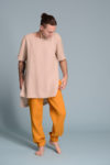 Elastic cuff linen pants for men, styled with men's linen tunic