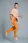 Comfotable and free moving Men's Linen outfit with yellow pants and long tunic
