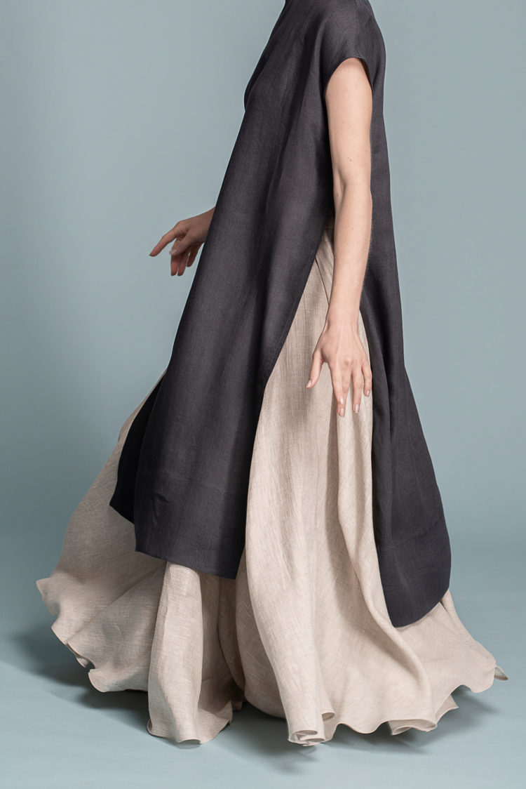 Full Linen Skirt PERAH in natural flax