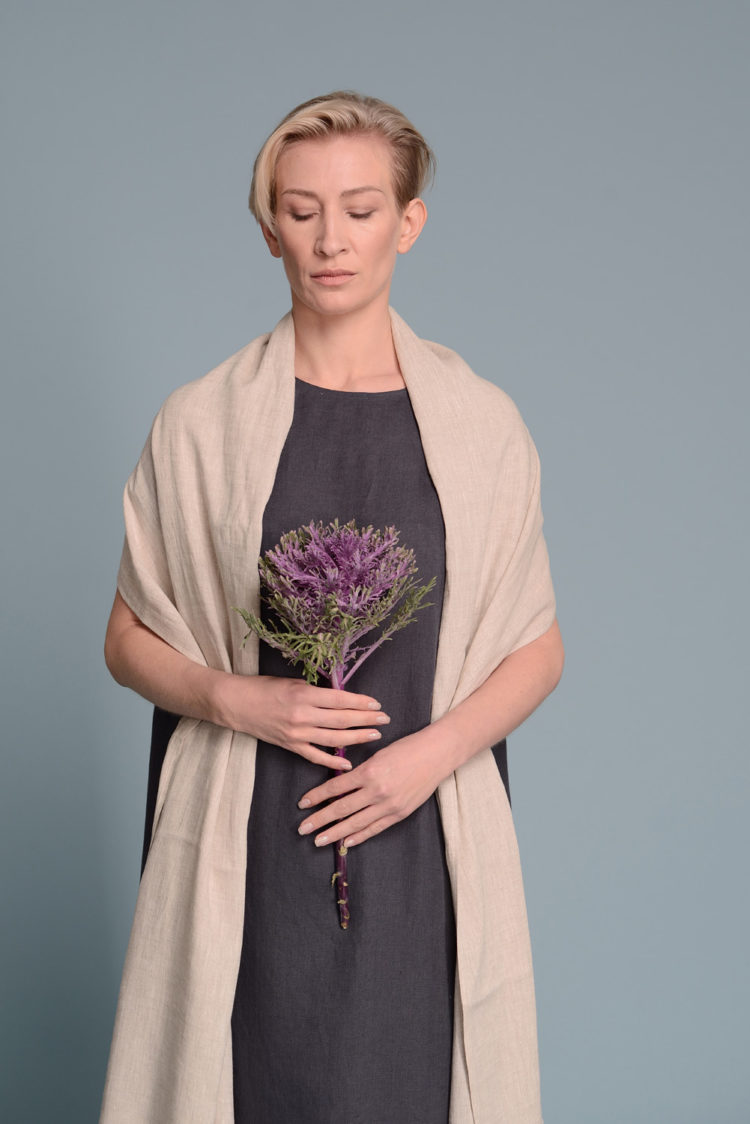 Minimalist style lightweight linen shawl for effortless everyday wear