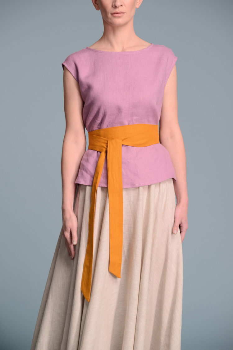 Sustainable Linen Waist Belt ib Yellow color