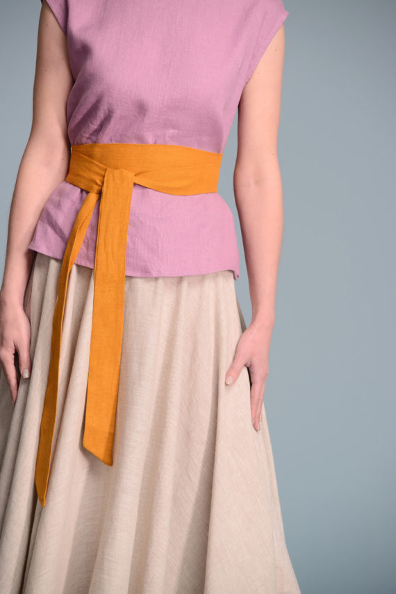 Linen Obi Belt MARU High Waisted Wide Wrap Belt Womens Sash 