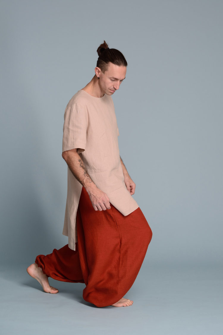 Unisex linen baggy pants for yoga and meditation