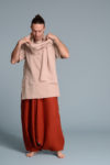 Light and airy men’s linen scarf wrapped around the neck, perfect for summer layering.