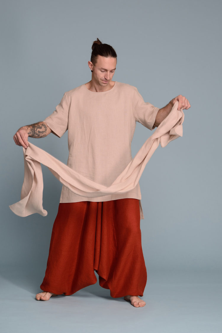 Men's Lightweight Linen Scarf | Natural Flax Clothing for Men | Shantima
