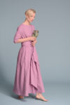 Front view of the Long Sleeve Linen Maxi Dress TANIA in pink mauve, showcasing its elegant A-line silhouette.