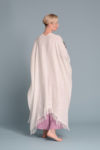 Back view of the Open-Weave Linen Cape in Black, illustrating its generous length and elegant drape
