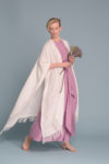 Front view of the Open-Weave Linen Cape in Milk White, showcasing its extra-long and wide design